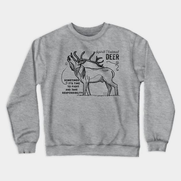 Spirit animal - Deer - black Crewneck Sweatshirt by mnutz